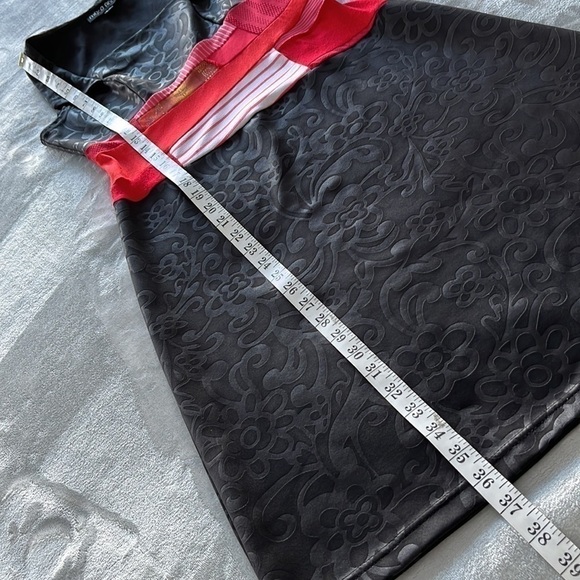 Myco Anna Patchwork Dress Square Neck Fit and Flare Black and Red Made in Canada - Picture 15 of 16